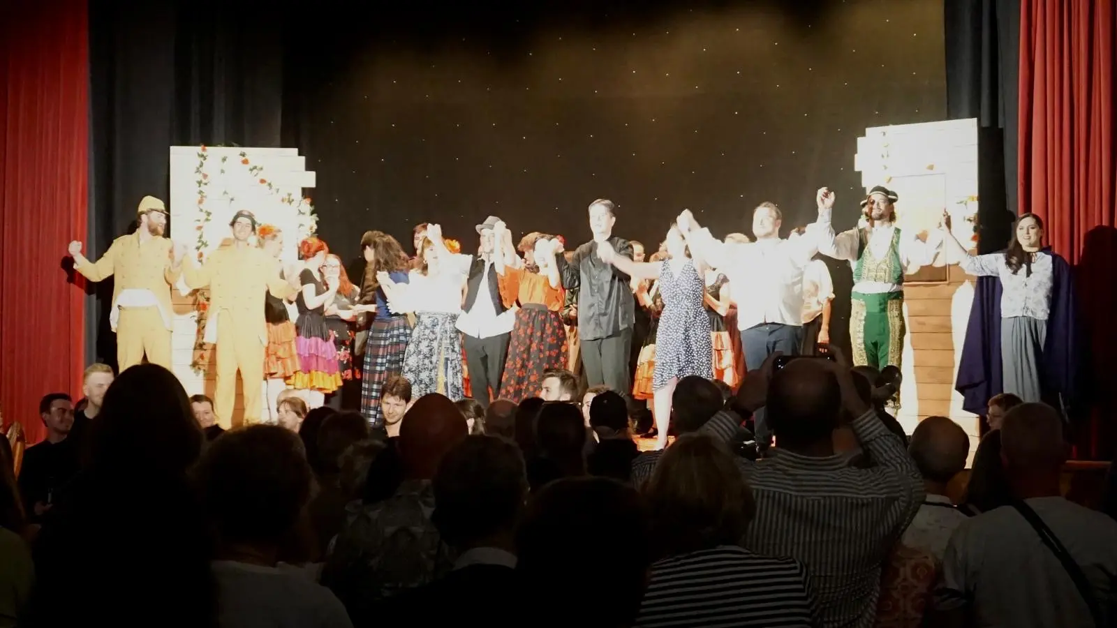 Clyde Opera Group performers on stage at Woodside Halls, Glasgow